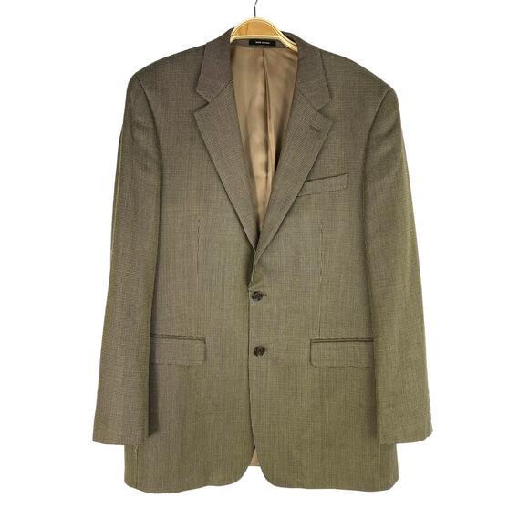 Lauren Ralph Lauren Houndstooth Silk Wool Blazer Sport Coat Men 42L Green Jacket